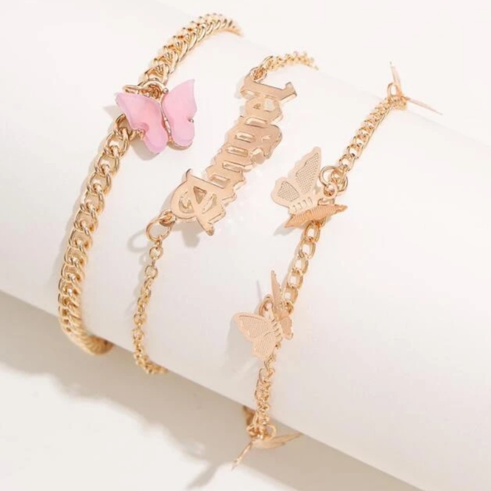 NEW 3pcs "Angel & Butterfly" Charm Anklet